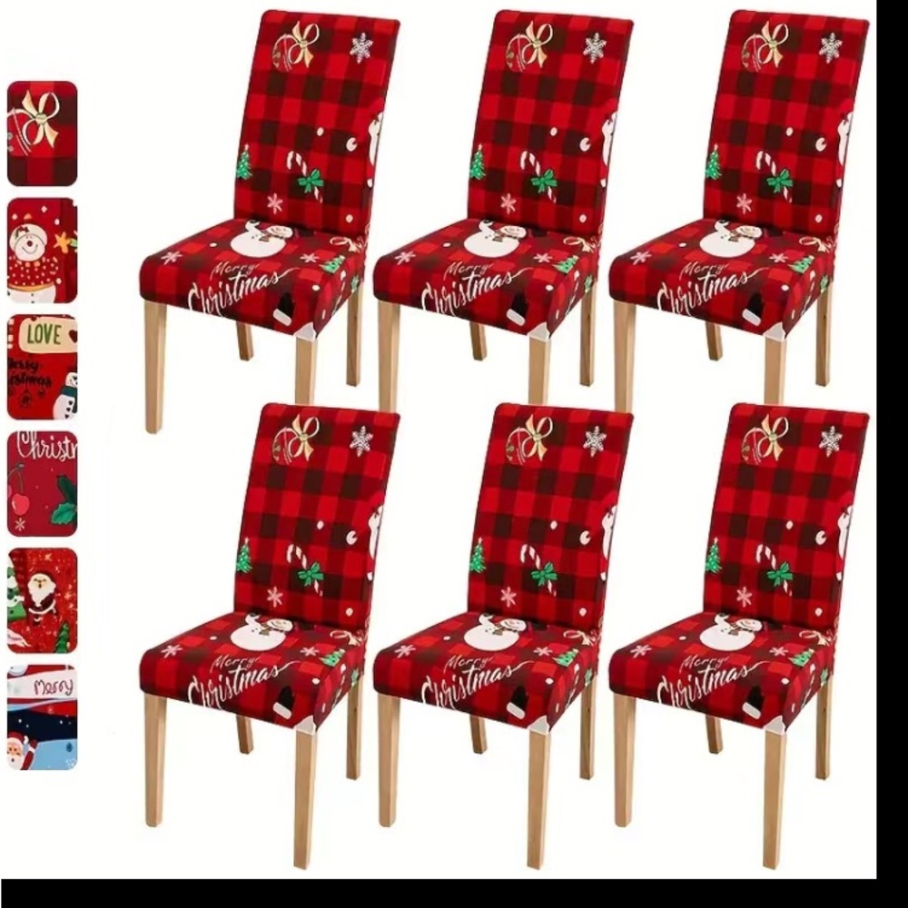 Christmas pattern chair covers.elastic opening. I have 6 total.